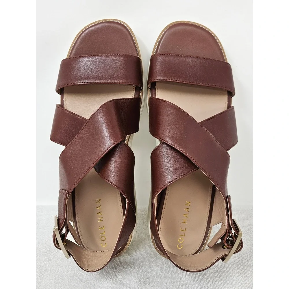 Cole Haan Original Grand OG Platform Sandals Brown/Ivory Women's Size 8B EUC!